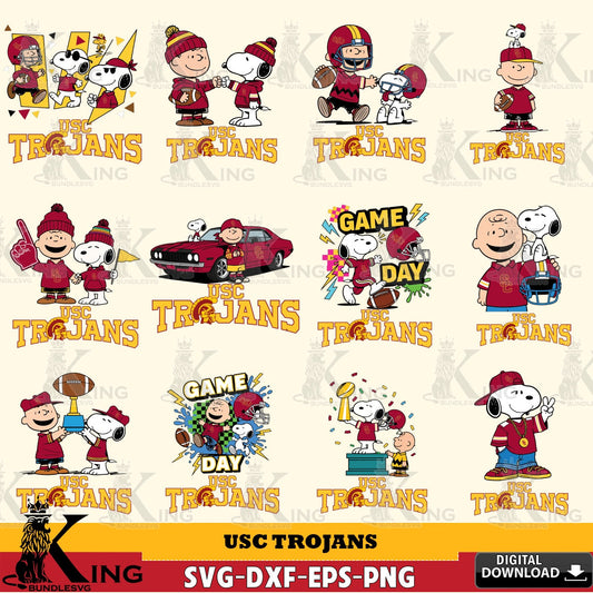 USC Trojans Peanuts Football NCAA Bundle SVG, Cricut, Cut file  , Digital Download , Instant Download, Peanuts svg, NCAA svg, Football svg, Sport svg