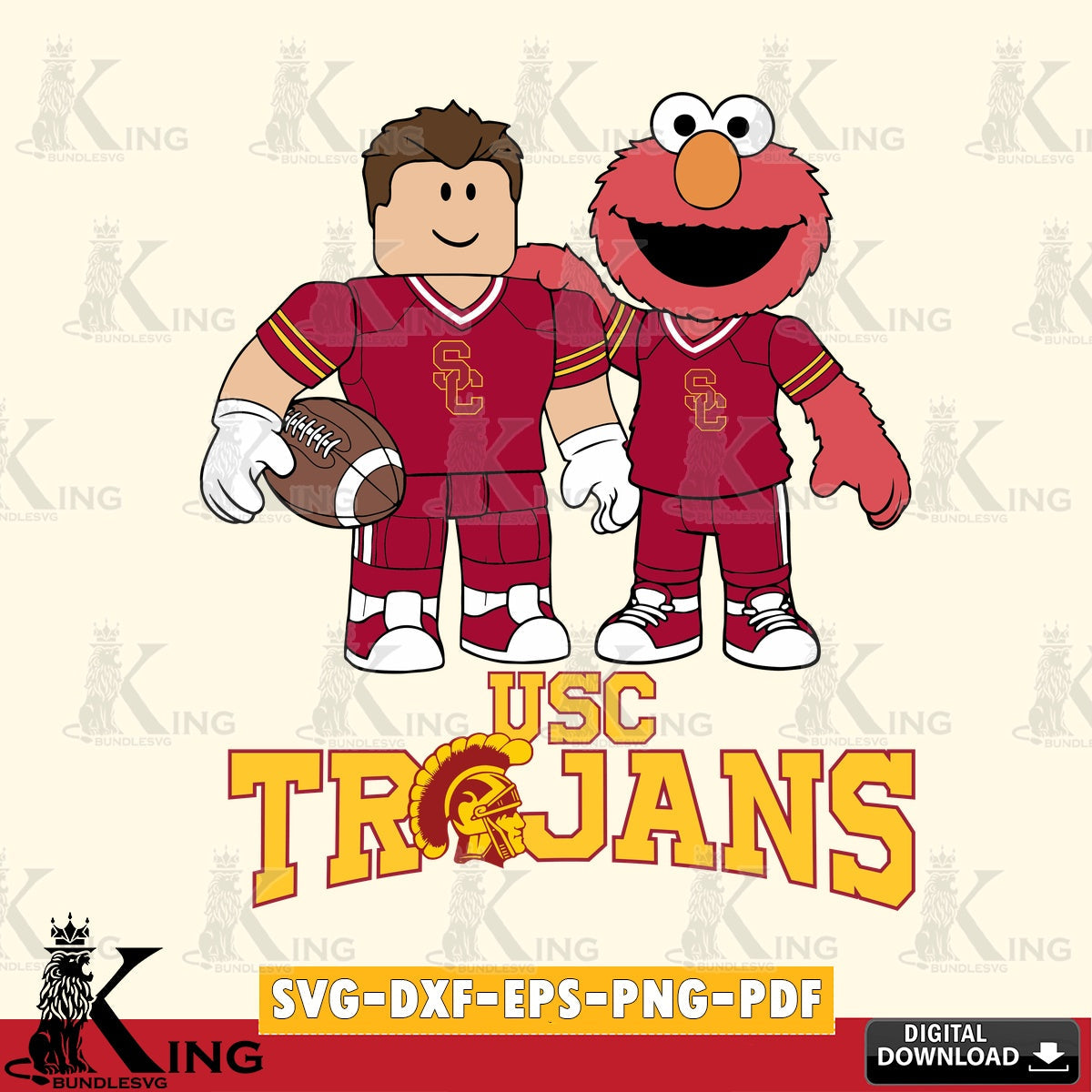 USC Trojans Roblox & Elmo Football SVG file , NCAA Cricut,  File cut , Digital Download , PDF File