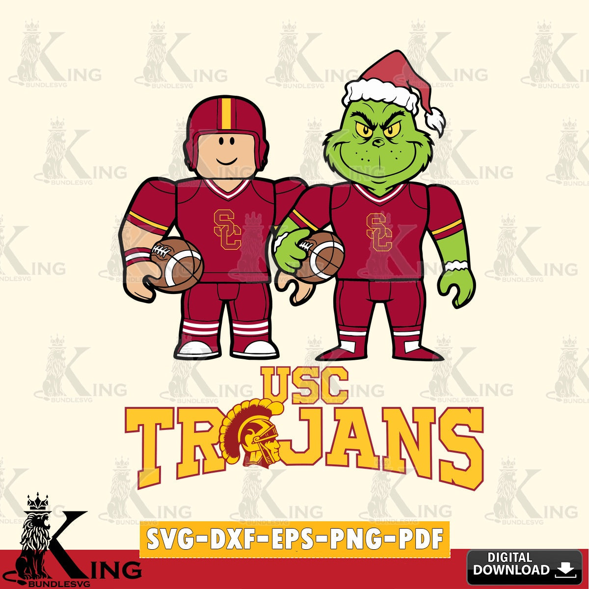 USC Trojans Roblox & Grinch Football SVG file , NCAA Cricut,  File cut , Digital Download , PDF File