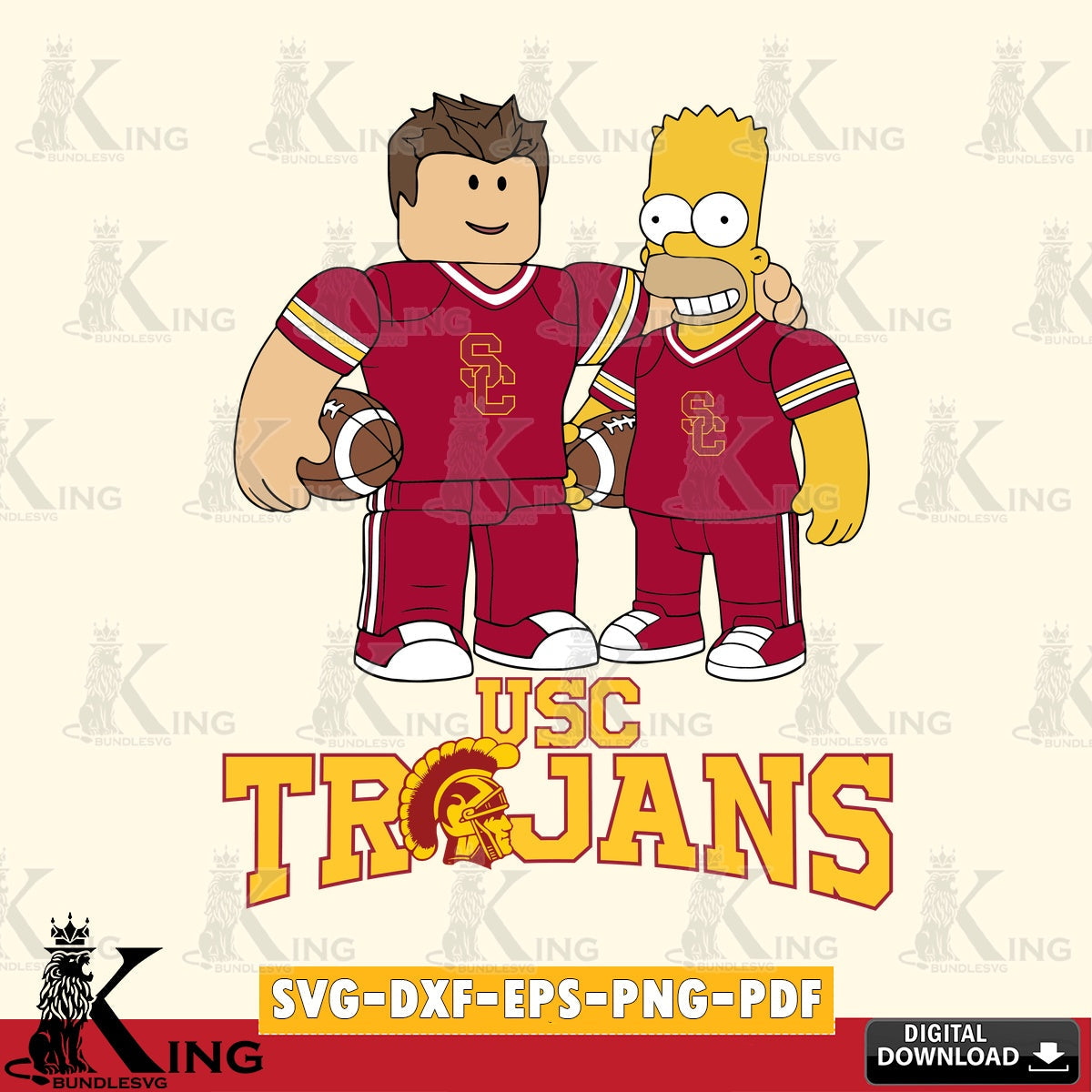 USC Trojans Roblox & Homer Simpson Football SVG file , NCAA Cricut,  File cut , Digital Download , PDF File