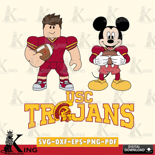 Creative design featuring USC Trojans Roblox & Mickey Football, SVG cut file for personalized gifts and laser projects
