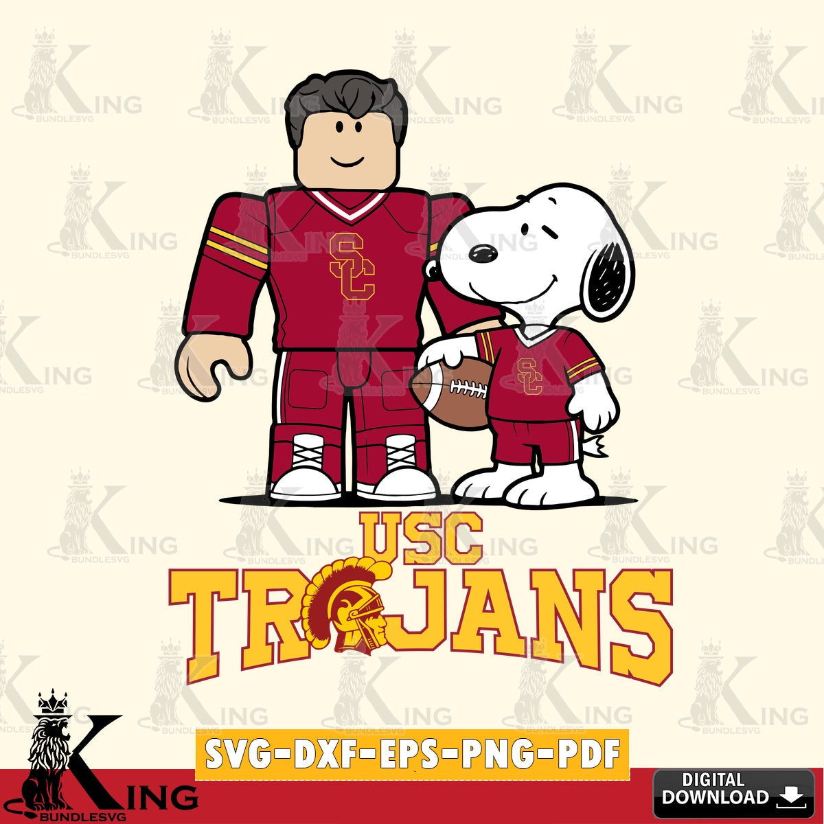 USC Trojans Roblox & Snoopy Football SVG file , NCAA Cricut,  File cut , Digital Download , PDF File