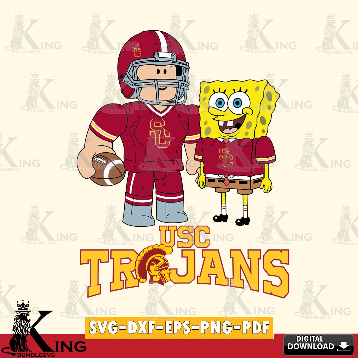 USC Trojans Roblox & Spongebob Football SVG file , NCAA Cricut,  File cut , Digital Download , PDF File