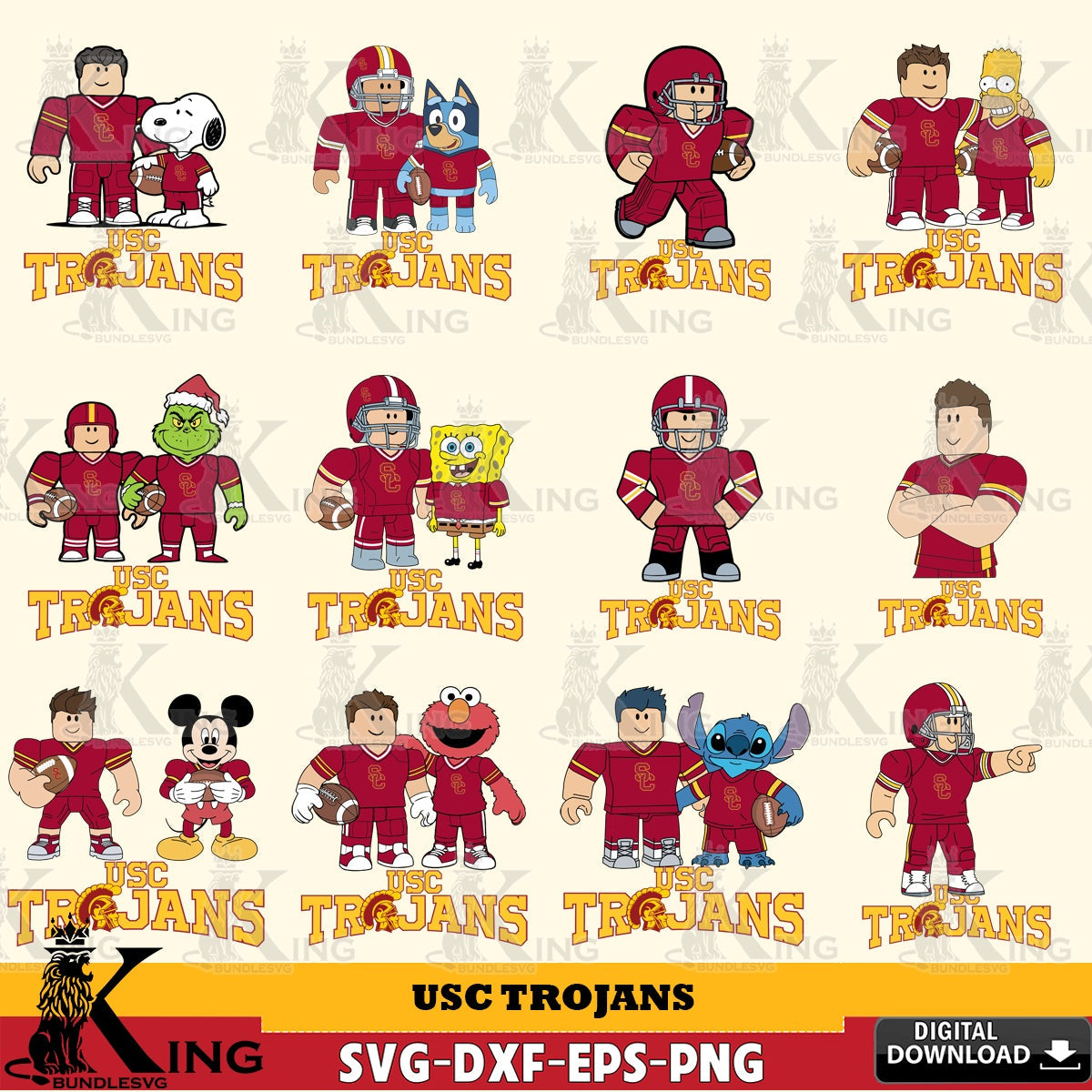USC Trojans Roblox With Friends football NCAA Bundle SVG file , NCAA Cricut,  File cut , Digital Download , PDF File