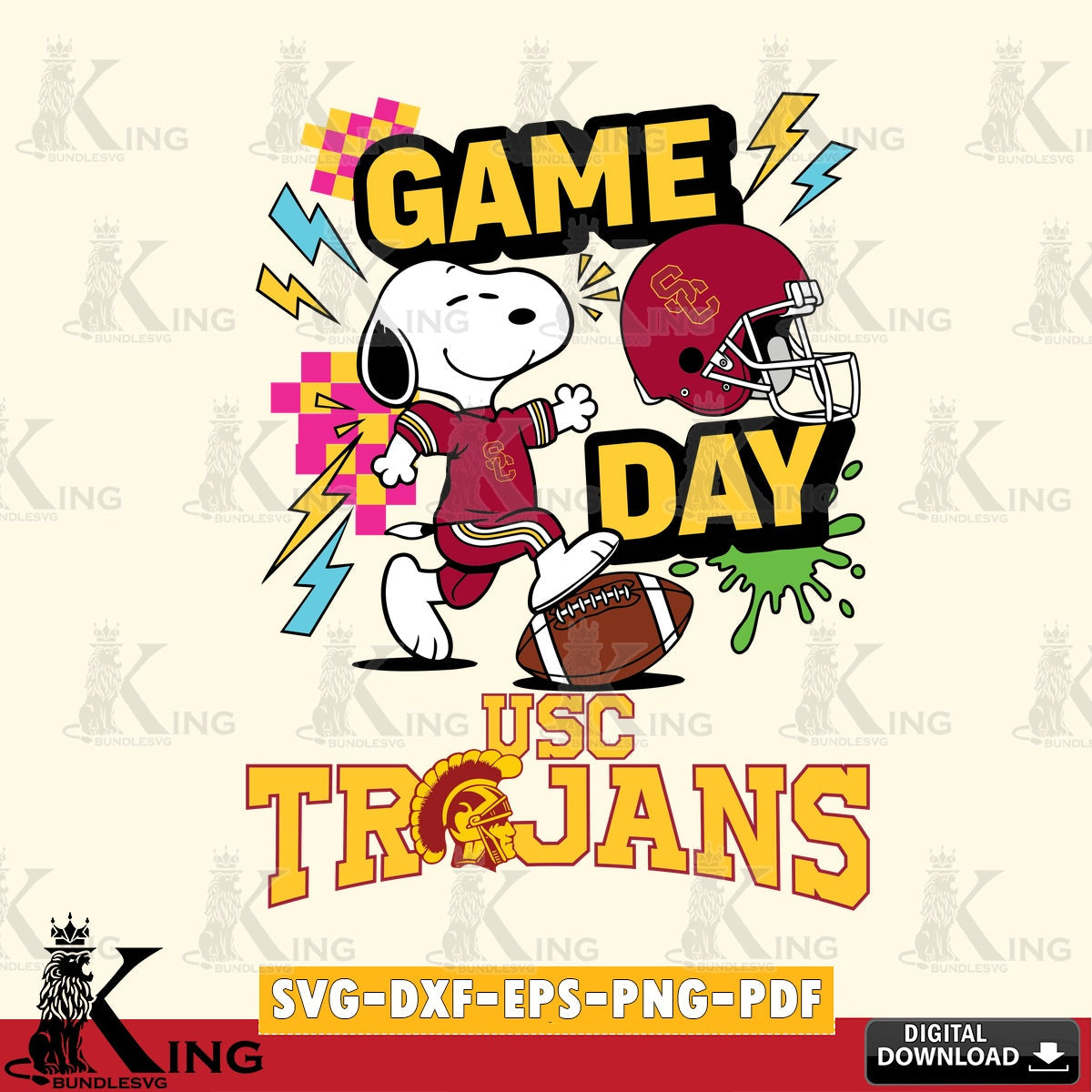 USC Trojans Snoopy Game day SVG, Cricut, Cut file  , Digital Download , Instant Download, Peanuts svg, NCAA svg, Football svg, Sport svg
