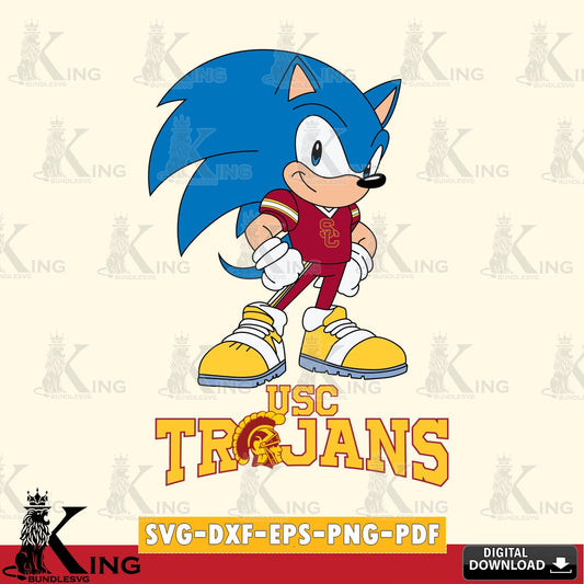 Creative design featuring USC Trojans Sonic Football Star Mascot digital file for silhouette cameo and cricut projects