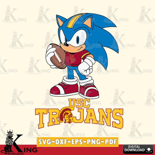 Unique artwork depicting USC Trojans Sonic Game Day Ready, SVG PNG design suitable for Glowforge and laser cutting.