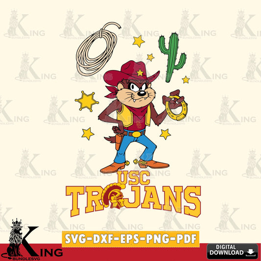 USC Trojans Taz Cowboy Western SVG file, Cut file  , Digital Download , Instant Download, Taz svg, NCAA svg