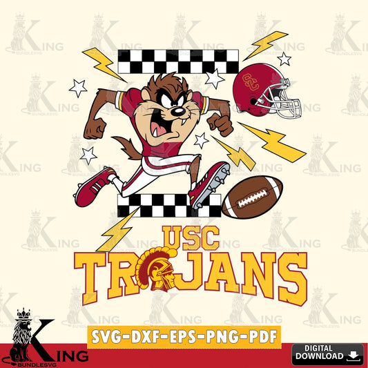 USC Trojans Taz Football Lightning SVG file, Cut file  , Digital Download , Instant Download, Taz svg, NCAA svg