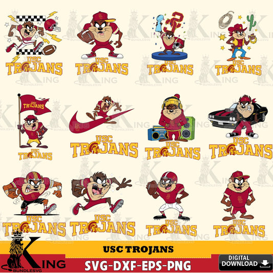 USC Trojans Taz Football NCAA Bundle SVG file, Cut file  , Digital Download , Instant Download, Taz svg, NCAA svg