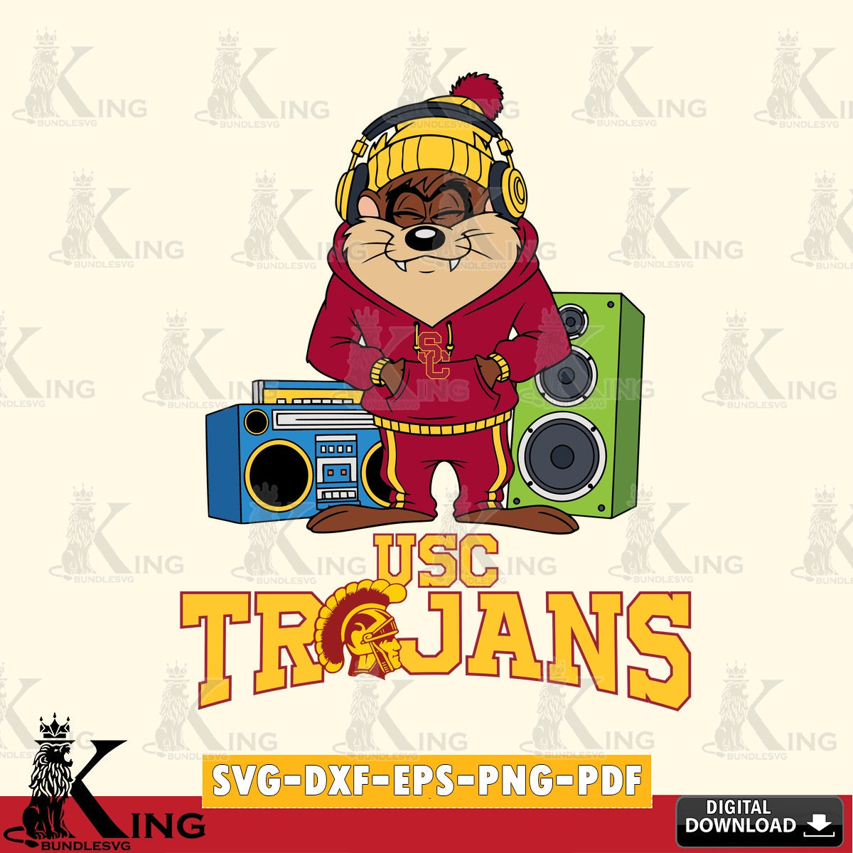USC Trojans Taz Hip Hop SVG file, Cut file  , Digital Download , Instant Download, Taz svg, NCAA svg