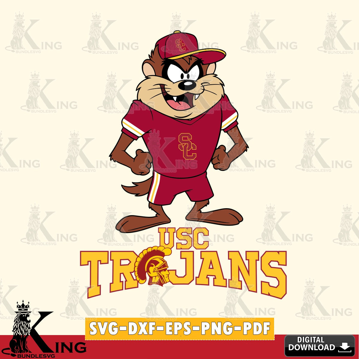 USC Trojans Taz Standing Pose SVG file, Cut file  , Digital Download , Instant Download, Taz svg, NCAA svg
