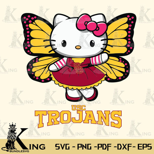 USC Trojans Whimsical Kitty Wings Svg Eps Dxf Png File, Digital Download