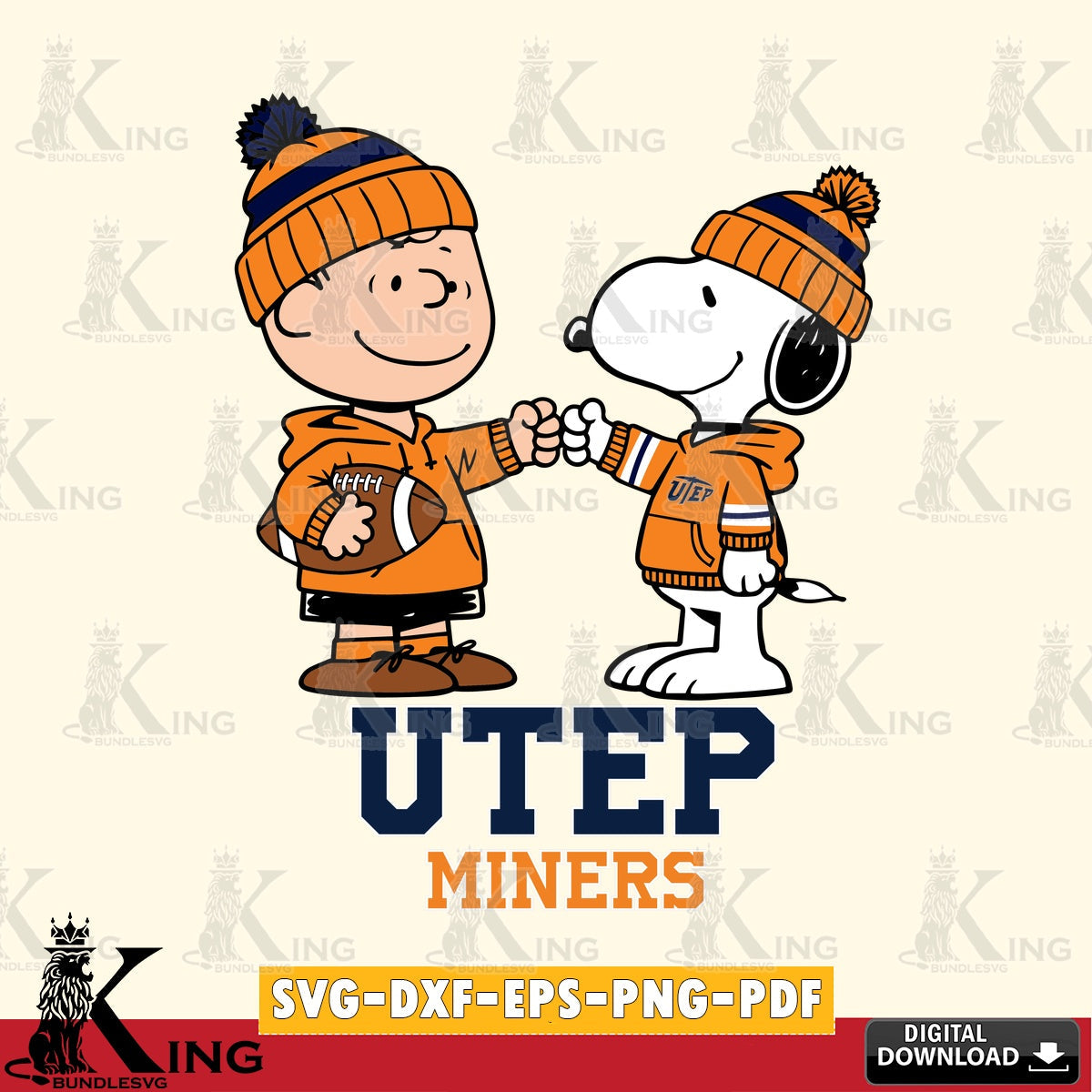 UTEP Miners CharlieBrown Football Fist Bump SVG, Cricut, Cut file  , Digital Download , Instant Download, Peanuts svg, NCAA svg, Football svg, Sport svg