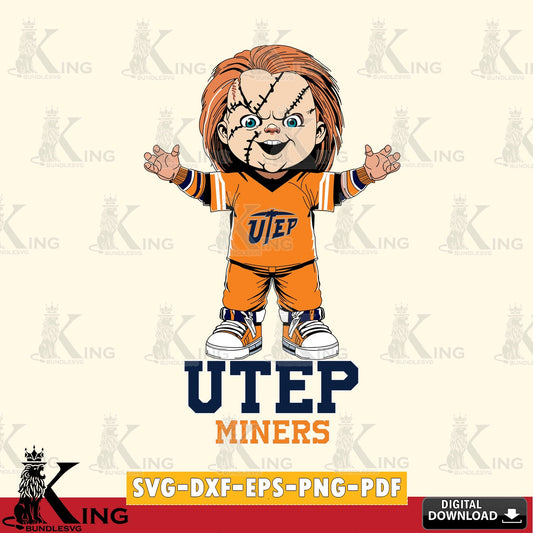 Detailed illustration of UTEP Miners Chucky Football, NCAA file cut, PNG clipart for sublimation printing and graphic design