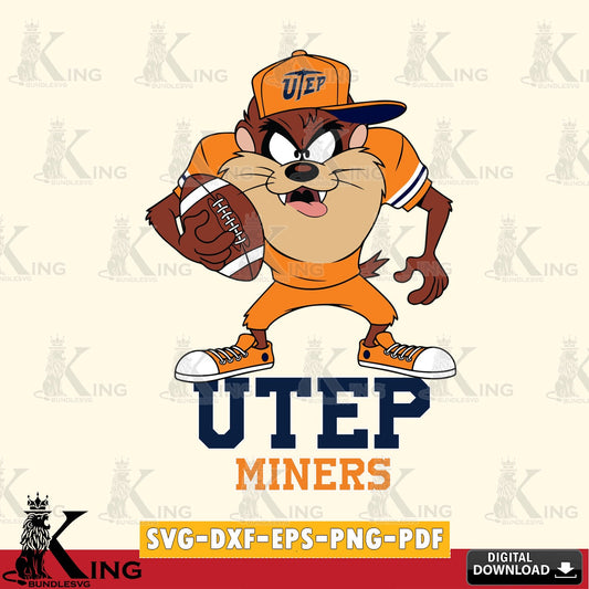 UTEP Miners Đồng phục bóng đá Taz SVG file, Cut file  , Digital Download , Instant Download, Taz svg, NCAA svg