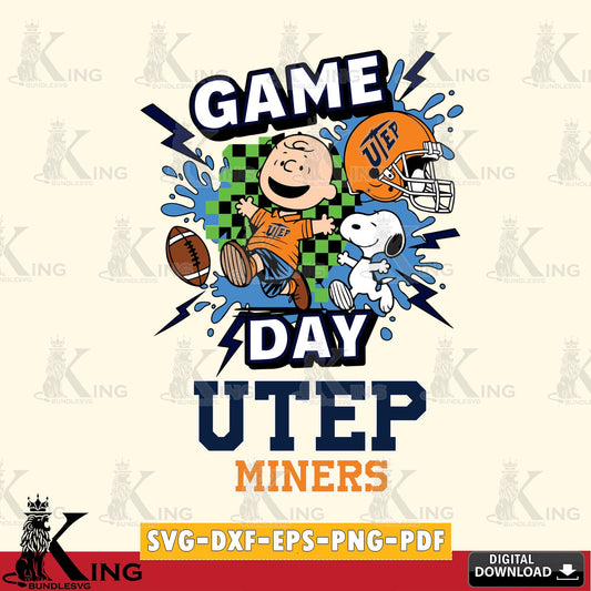 UTEP Miners Game Day Peanuts SVG, Cricut, Cut file  , Digital Download , Instant Download, Peanuts svg, NCAA svg, Football svg, Sport svg