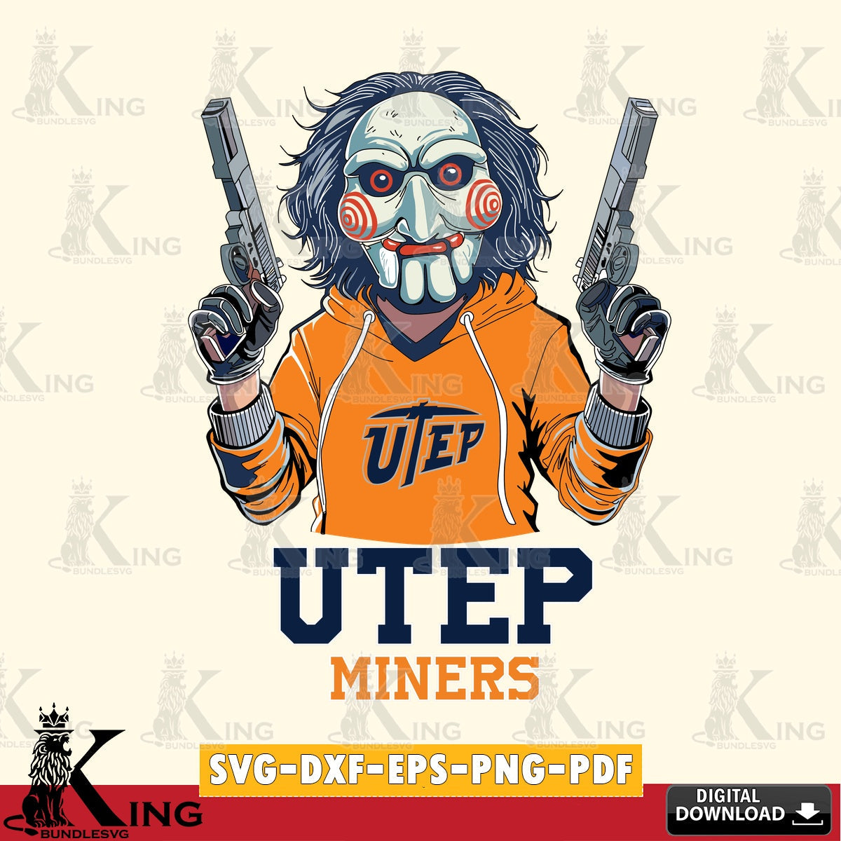 Detailed illustration of UTEP Miners Jigsaw Billy Football for Cricut, NCAA PNG clipart for sublimation printing and graphic