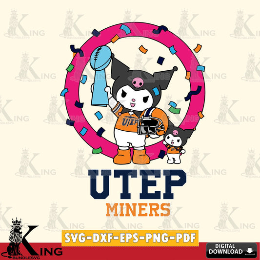 UTEP Miners Kuromi Football Champion SVG file, Cricut, Cut file  , Digital Download , Instant Download, Sanrio svg, Clipart