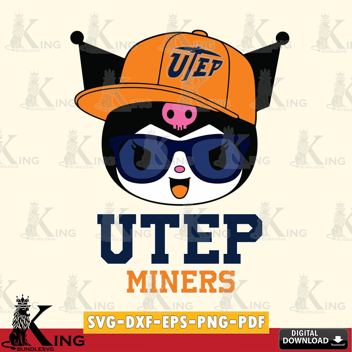 UTEP Miners Kuromi Football Cool SVG file, Cricut, Cut file  , Digital Download , Instant Download, Sanrio svg, Clipart