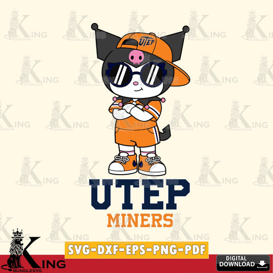UTEP Miners Kuromi Football Jersey SVG file, Cricut, Cut file  , Digital Download , Instant Download, Sanrio svg, Clipart