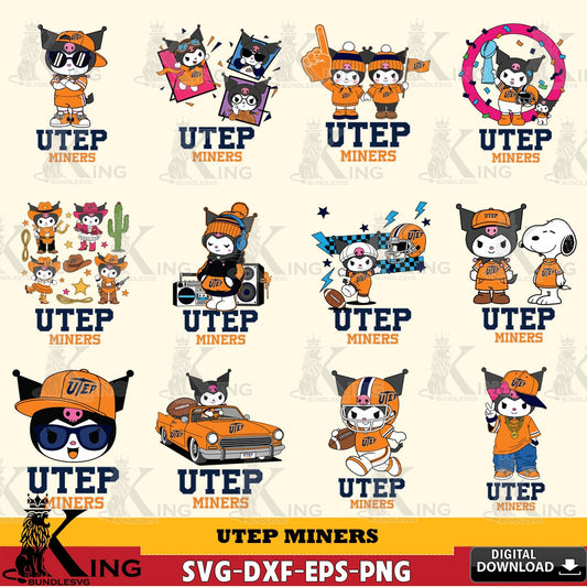 UTEP Miners Kuromi Football Jersey NCAA Bundle SVG file, Cricut, Cut file  , Digital Download , Instant Download, Sanrio svg, Clipart