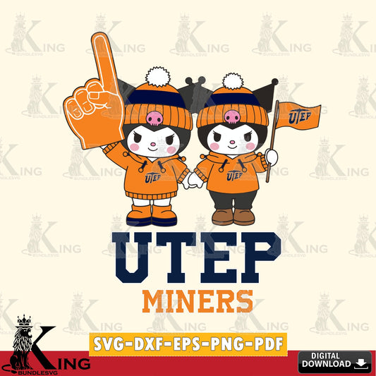 UTEP Miners Kuromi rugby Fan SVG file, Cricut, Cut file  , Digital Download , Instant Download, Sanrio svg, Clipart