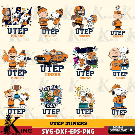 UTEP Miners Peanuts Football NCAA Bundle SVG, Cricut, Cut file  , Digital Download , Instant Download, Peanuts svg, NCAA svg, Football svg, Sport svg