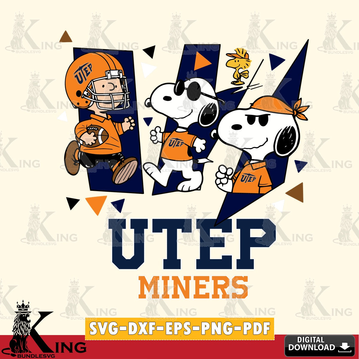 UTEP Miners Peanuts Joe Cool SVG, Cricut, Cut file  , Digital Download , Instant Download, Peanuts svg, NCAA svg, Football svg, Sport svg