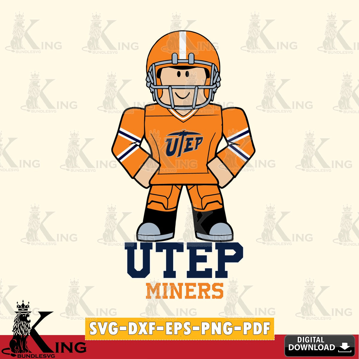 UTEP Miners Roblox Cool Football SVG file , NCAA Cricut,  File cut , Digital Download , PDF File