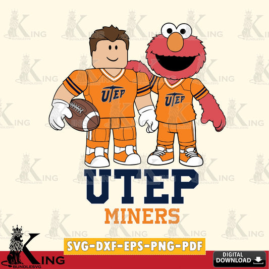 UTEP Miners Roblox & Elmo Football SVG file , NCAA Cricut,  File cut , Digital Download , PDF File