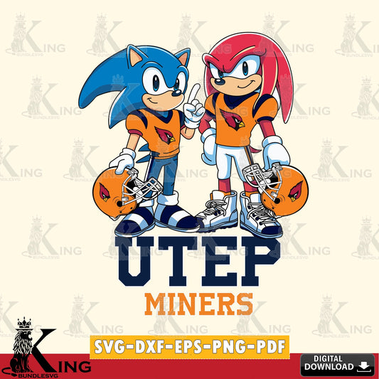 UTEP Miners Sonic And Knuckles Football SVG file, Vector , Digital Download , PDF File , Instant Download