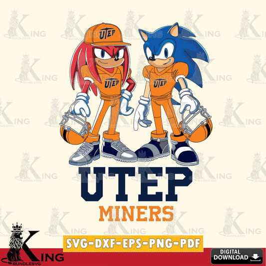 UTEP Miners Sonic And Knuckles Player Football SVG file, Vector , Digital Download , PDF File , Instant Download