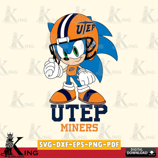 UTEP Miners Sonic Football Mascot SVG file, Vector , Digital Download , PDF File , Instant Download