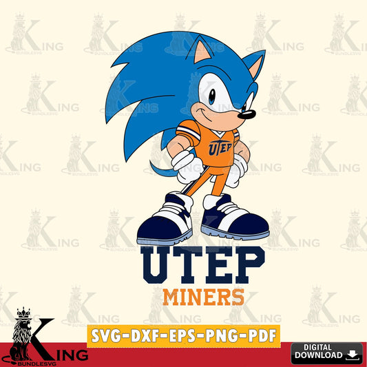 UTEP Miners Sonic Football Star Mascot SVG file, Vector , Digital Download , PDF File , Instant Download