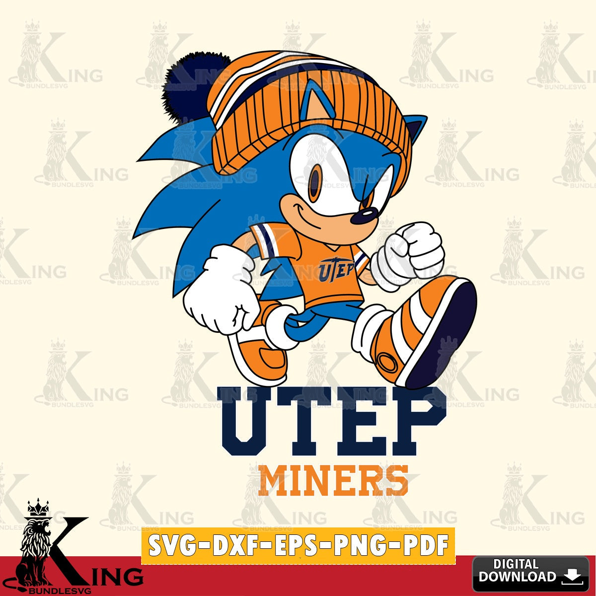 UTEP Miners Sonic Football SVG file, Vector , Digital Download , PDF File , Instant Download