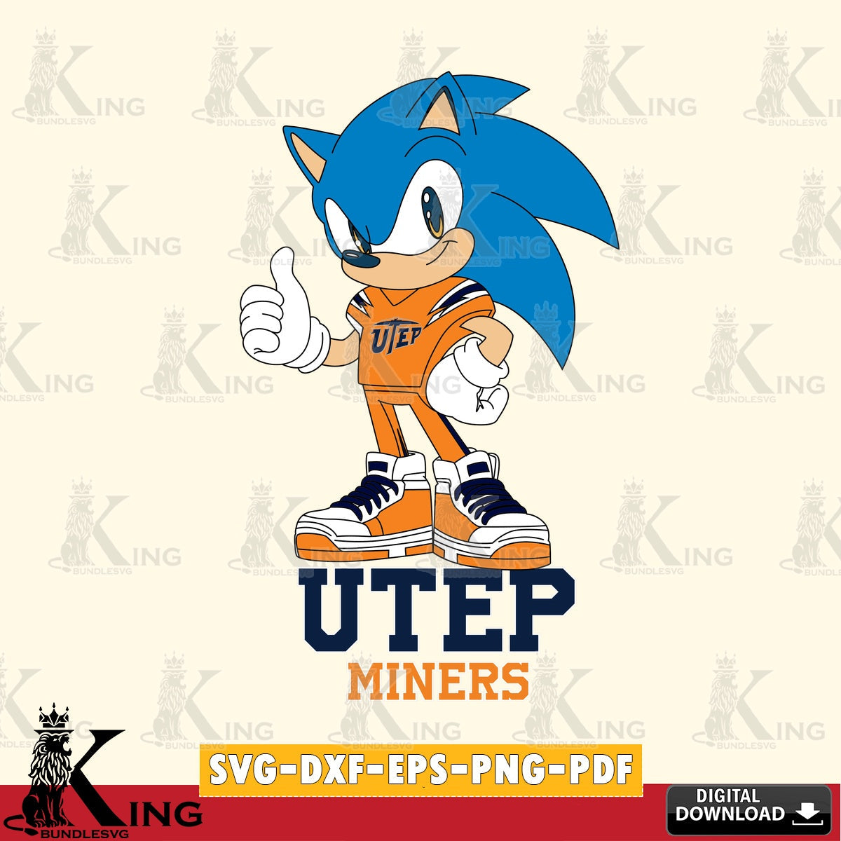 UTEP Miners Sonic Like Football SVG file, Vector , Digital Download , PDF File , Instant Download