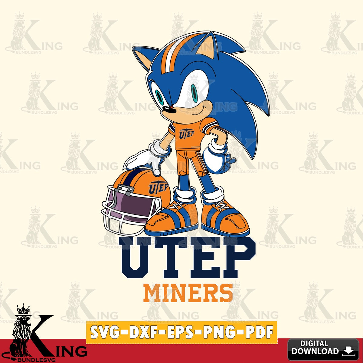 UTEP Miners Sonic Player Football SVG file, Vector , Digital Download , PDF File , Instant Download