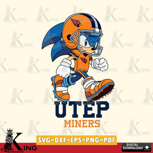 Digital download featuring UTEP Miners Sonic Ready Football SVG cut file for personalized gifts and laser projects