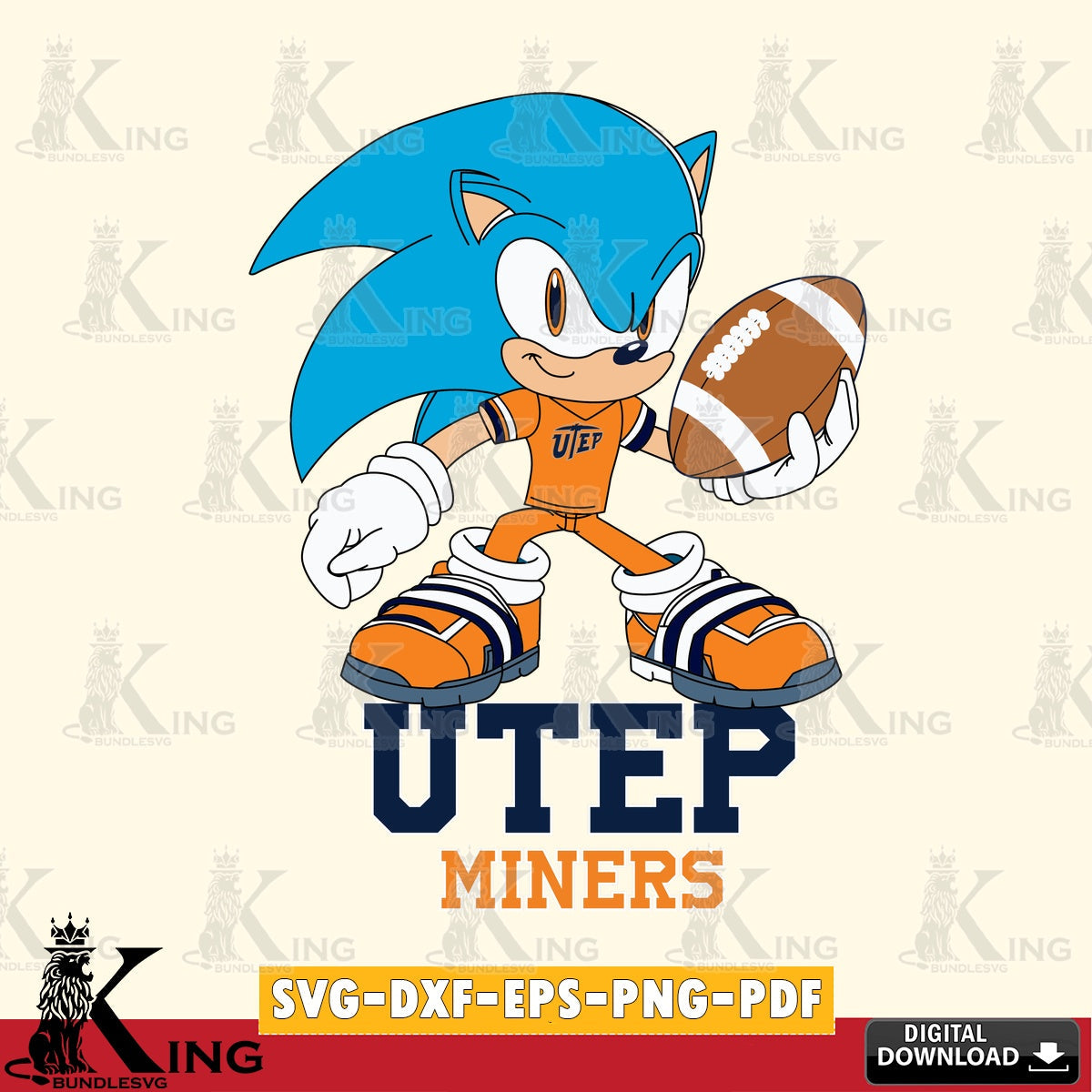 Custom design featuring UTEP Miners Sonic Rugby, a vector illustration for POD merchandise and apparel