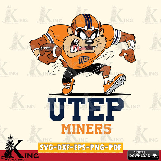 UTEP Miners Taz Football Helmet SVG file, Cut file  , Digital Download , Instant Download, Taz svg, NCAA svg