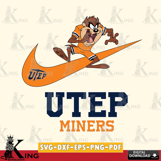 UTEP Miners Taz Football Nike SVG file, Cut file  , Digital Download , Instant Download, Taz svg, NCAA svg
