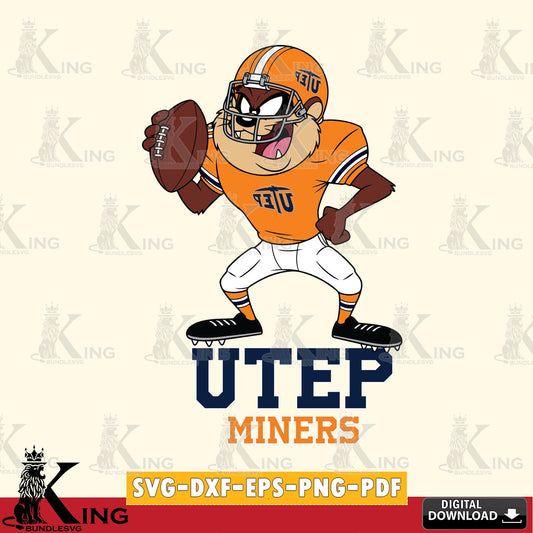 UTEP Miners Taz Football Player SVG file, Cut file  , Digital Download , Instant Download, Taz svg, NCAA svg