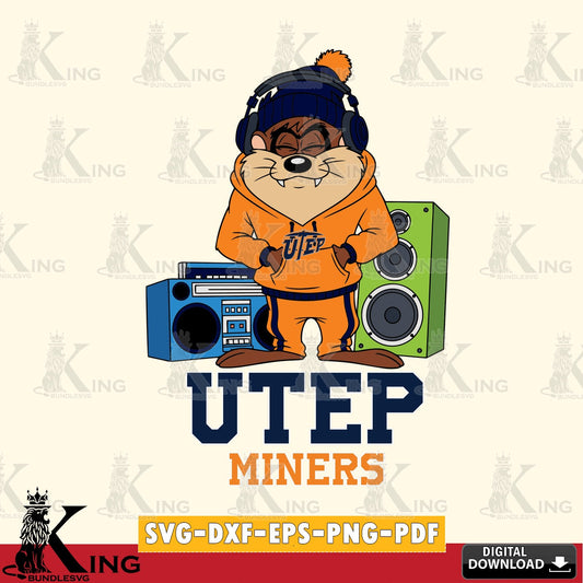 UTEP Miners Taz Hip Hop SVG file, Cut file  , Digital Download , Instant Download, Taz svg, NCAA svg