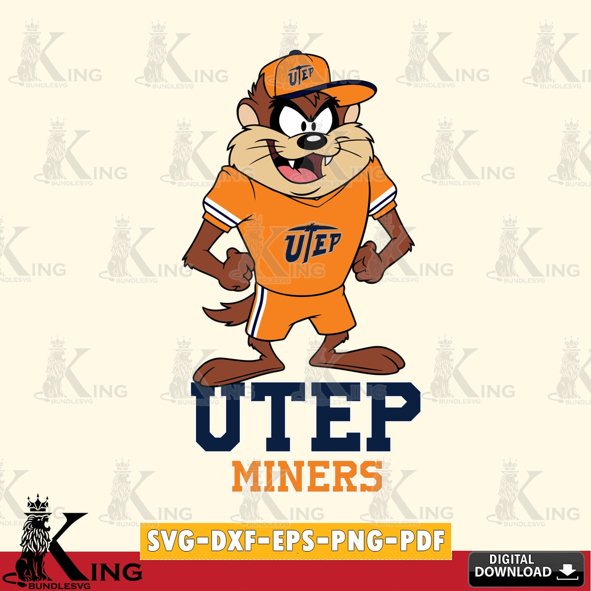 UTEP Miners Taz Standing Pose SVG file, Cut file  , Digital Download , Instant Download, Taz svg, NCAA svg