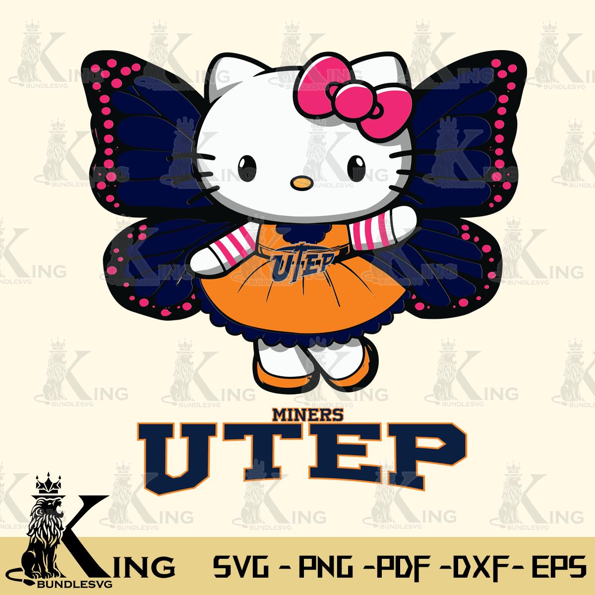 UTEP Miners Whimsical Kitty Wings Svg Eps Dxf Png File, Digital Download