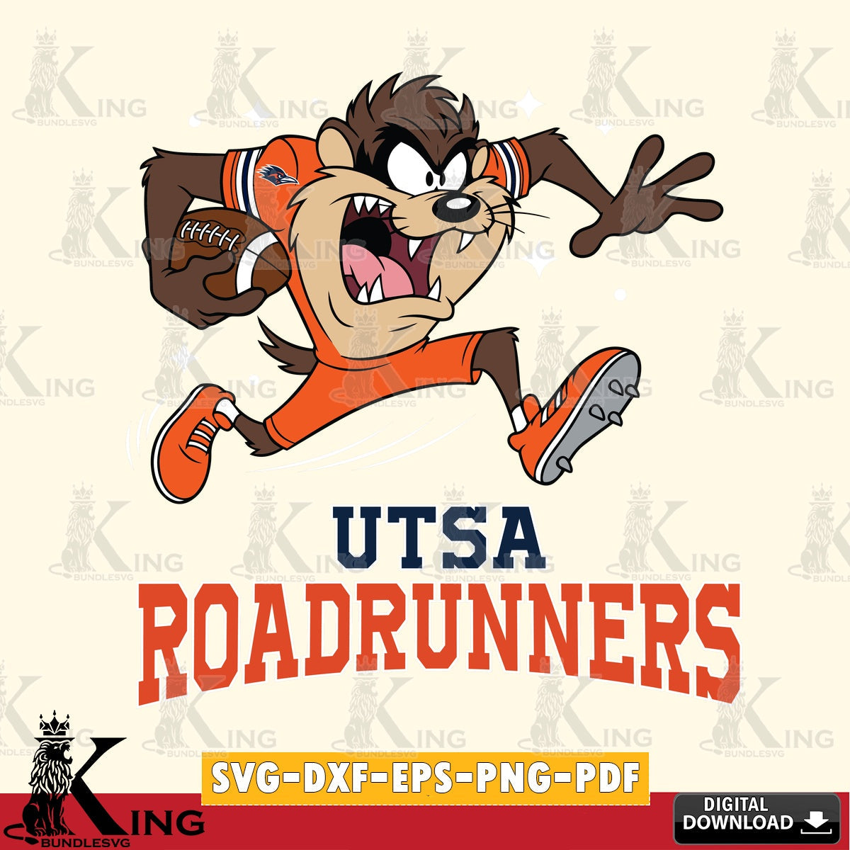 UTSA Roadrunners Angry Taz Football SVG file, Cut file  , Digital Download , Instant Download, Taz svg, NCAA svg