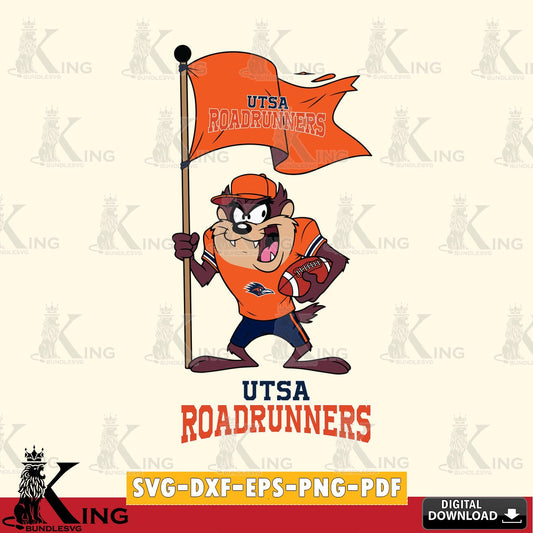 UTSA Roadrunners Football Taz Flag Art SVG file, Cut file  , Digital Download , Instant Download, Taz svg, NCAA svg