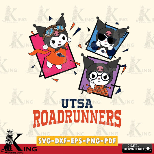 UTSA Roadrunners Kuromi Action Football SVG file, Cricut, Cut file  , Digital Download , Instant Download, Sanrio svg, Clipart