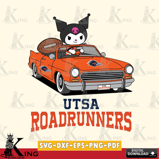 UTSA Roadrunners Kuromi Car Football Game SVG file, Cricut, Cut file  , Digital Download , Instant Download, Sanrio svg, Clipart